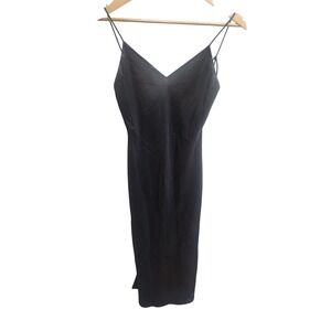 Alchemy New York Black Spaghetti Strap Midi Dress Open Back Size 6 yk2 rare‎
